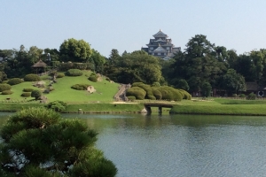 公園の向こうに岡山城が姿を表すポイント☆素敵でした