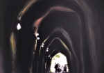 蛍光灯の灯が、五角形模様を浮かび上がらせています。永昌寺トンネルと愛車を撮影にいらしたライダーさん